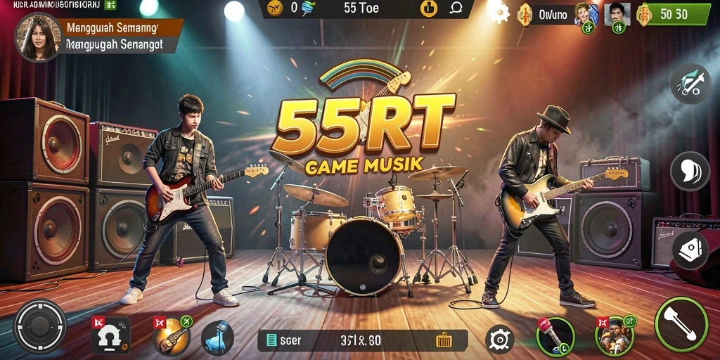 Screenshot gameplay 55RT yang menampilkan berbagai lagu dan antarmuka yang menarik.
