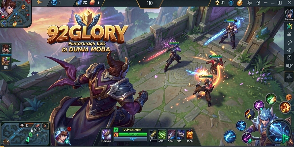 Screenshot gameplay 92GLORY yang mendebarkan dengan karakter beraksi di arena.