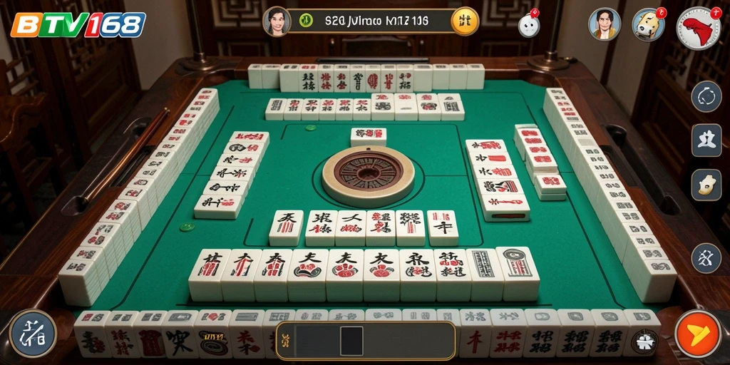 Tampilan gameplay BTV168 yang menarik dan mendebarkan saat bermain Mahjong.