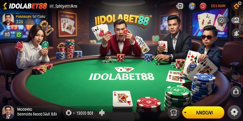 Tampilan gameplay poker di IDOLABET88 yang menarik dan interaktif.
