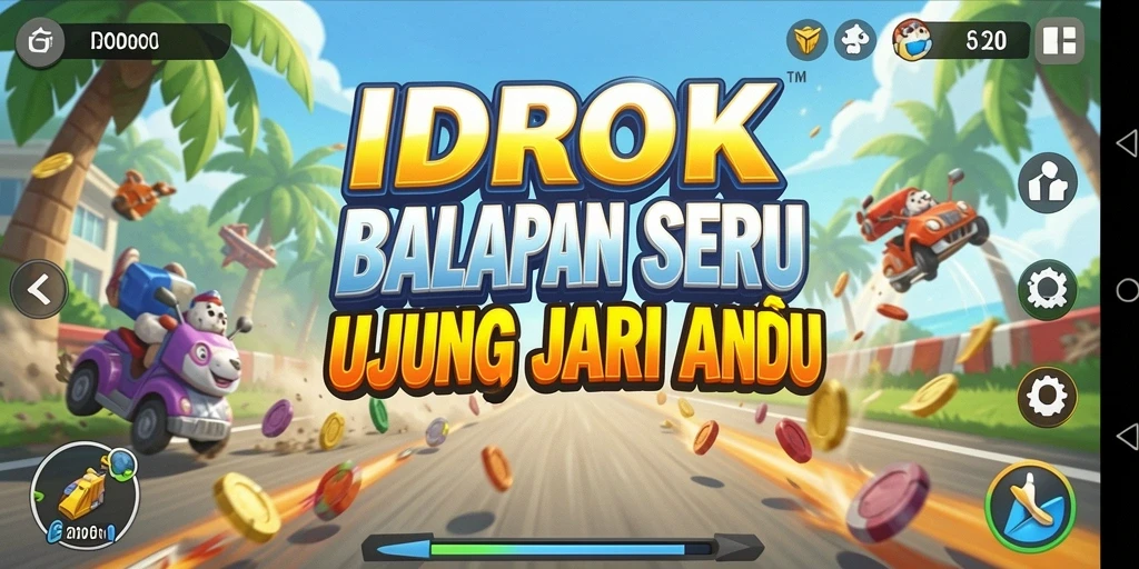 Tampilan mendebarkan dari gameplay balapan yang intens.