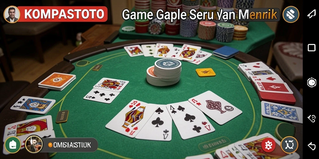 Screenshot KOMPASTOTO yang menampilkan gameplay seru Gaple.