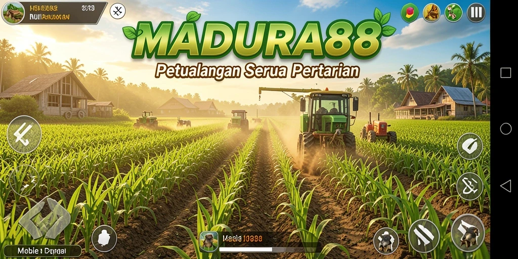 Screenshot gameplay <strong>MADURA88</strong> menampilkan aktivitas pertanian yang seru dan interaktif.