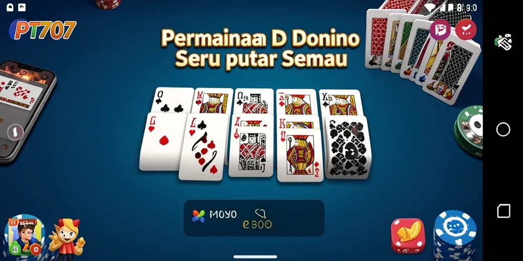 Gameplay seru dengan teman dalam PT707, aplikasi Domino terbaik.