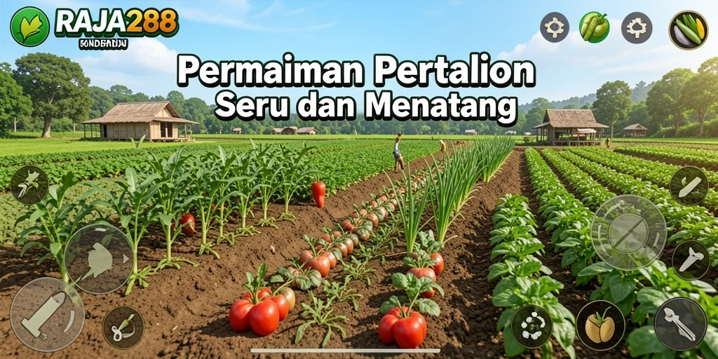 Screenshot gameplay RAJA288 dengan berbagai tanaman dan hewan.