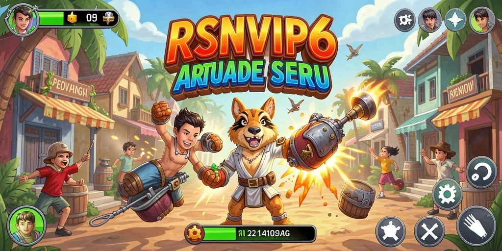 Tangkapan layar RSNVIP6 menampilkan aksi cepat dan berwarna dalam permainan Arcade.