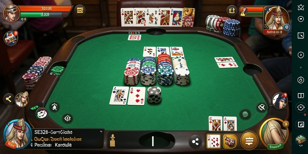 Tampilan seru gameplay QiuQiu dengan banyak pemain aktif.