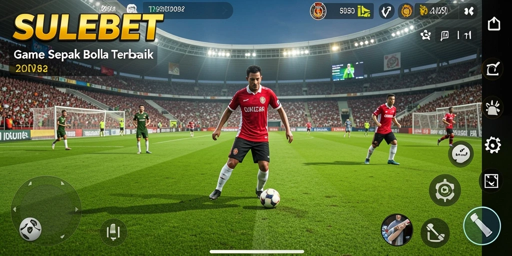 Screenshot gameplay SULEBET menampilkan pertarungan sepak bola yang seru.