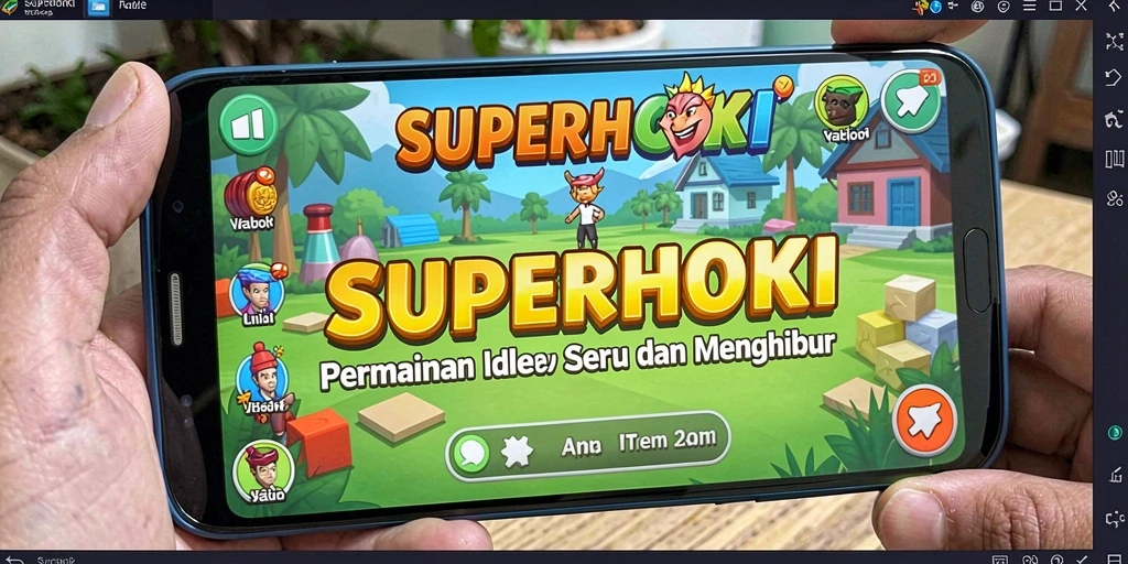 Tampilan gameplay SUPERHOKI dengan karakter yang mengumpulkan item.