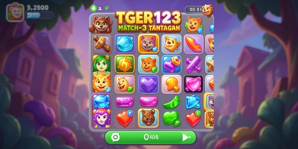 Screenshot menunjukkan gameplay seru TGER123 dengan elemen berwarna-warni.