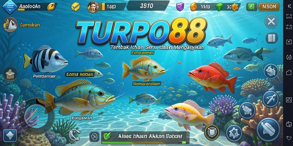 Screenshot TURBO88 menampilkan aksi seru dalam memancing ikan.